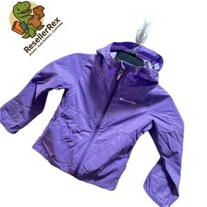 Columbia Kids Purple Hooded Windbreaker Jacket Lightweight Rain Coat Size XS